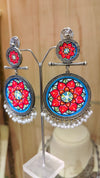 Painted Mandala Floral Earrings - view 2