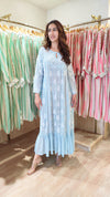 Pastel Blue Embroidered Chikankari Dress with Slip - view 3