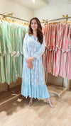 Pastel Blue Embroidered Chikankari Dress with Slip - view 4