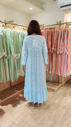 Pastel Blue Embroidered Chikankari Dress with Slip - view 6