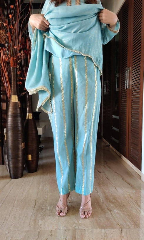 Pastel Blue Kaftan And Pant
