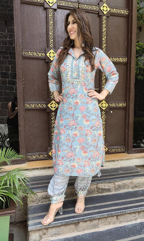 Pastel Blue Pathani Set