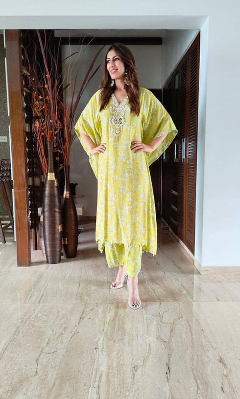 Pastel Green Kaftan Set