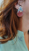 Pastel Pink Vintage Oxidised Stud Earrings