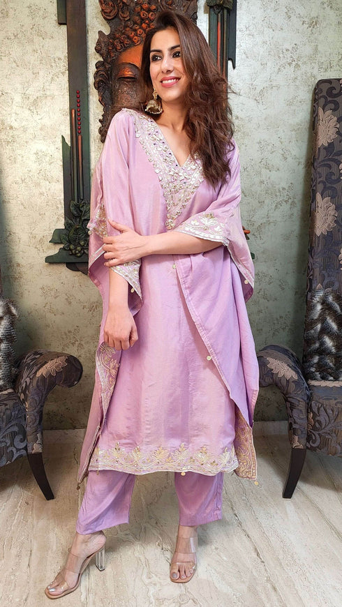 Pastel Purple Kaftan Set