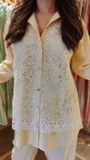 Pastel Yellow Embellished Cutwork Coord Set - view 4