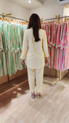 Pastel Yellow Embellished Cutwork Coord Set - view 7