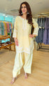 Pastel Yellow Floral Embroidered Farshi Set