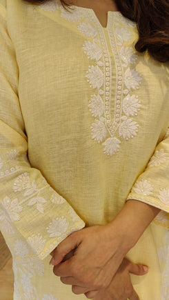 Pastel Yellow Floral Embroidered Farshi Set - view 5