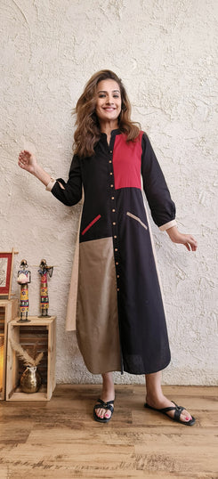 Patchwork Black Shirt Gown - view 5