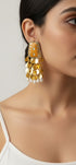 Peach Golden Leaf Dangler Earrings