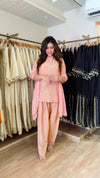 Peach Shimmer Farshi Set with Duppatta - view 5