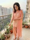 Peach Shimmer Farshi Set with Duppatta - view 7