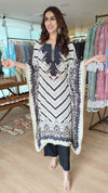 Black and White Kaftan With Pant