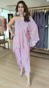 Pink Grey Off Shoulder Set