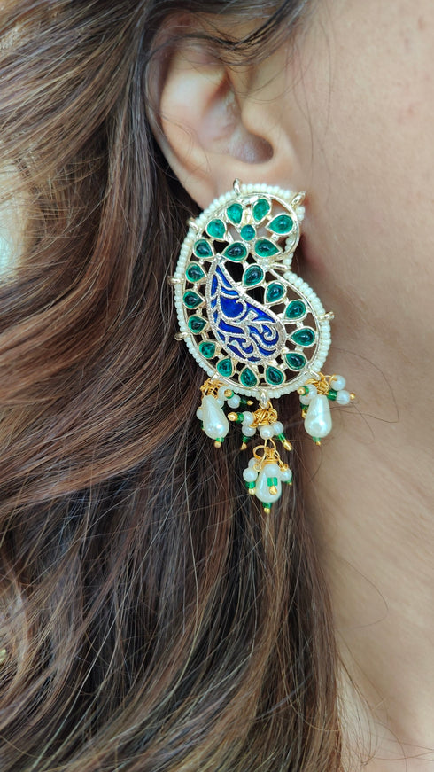 Emerald Green Paisley Earrings