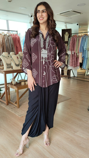 Crepe Brown Bandhini Shirt