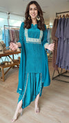 Teal Blue Bandhini Dhoti Set