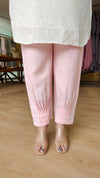 Pink And Offwhite Kurta Set with Embroidered Neckline - view 5