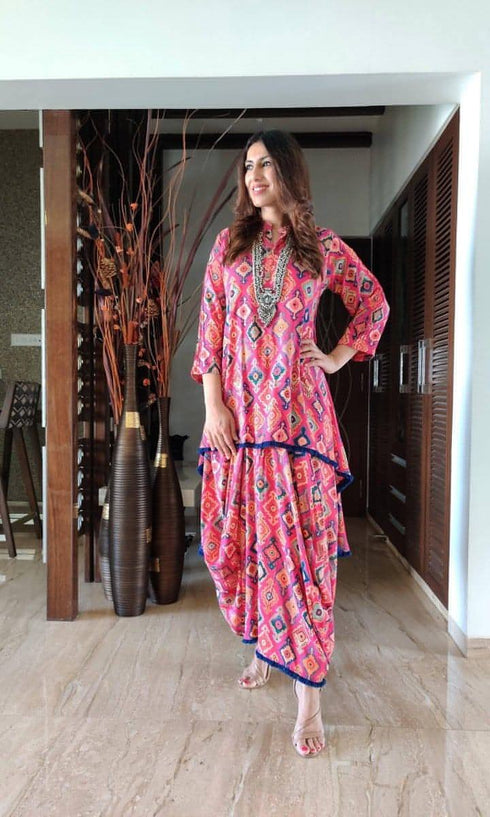 Pink Dhoti Skirt Dress