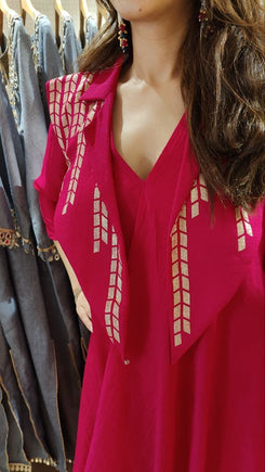 Pink Drape One Piece-dress with Jacket - view 2