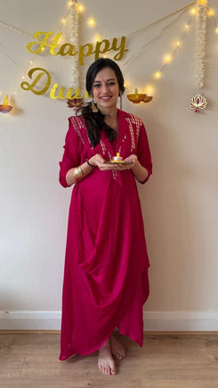 Pink Drape One Piece-dress with Jacket - view 3