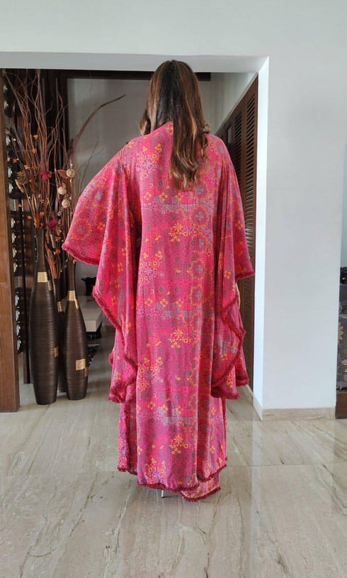 Pink Front Slit Coord Set