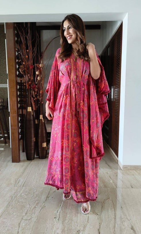 Pink Front Slit Coord Set