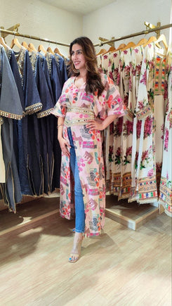 Pink Kaftan With Belt - view 2