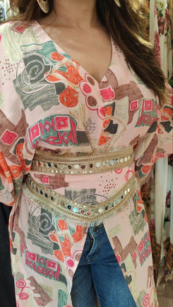 Pink Kaftan With Belt - view 4