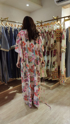 Pink Kaftan With Belt - view 5