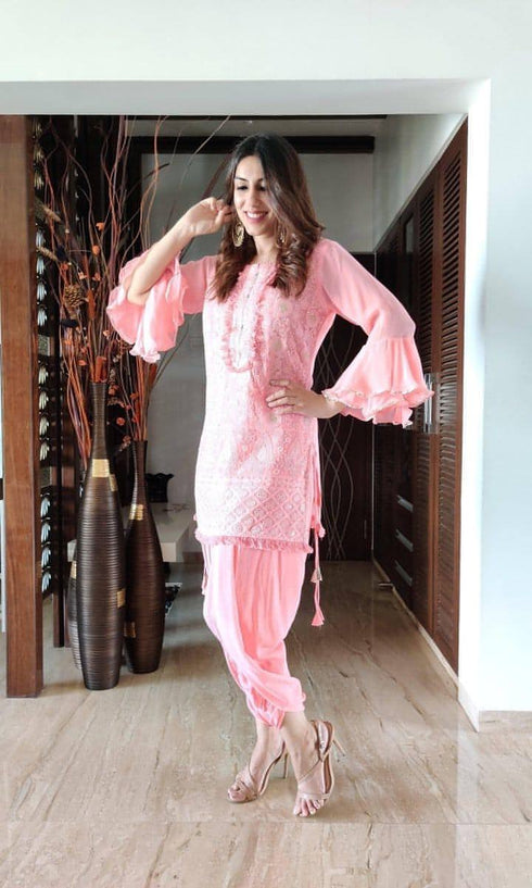 Pink Lucknowi Set
