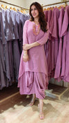 Pink Mul Drape Dress with Neckpiece