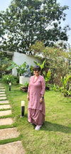 Pink Mul Drape Dress with Neckpiece - view 6