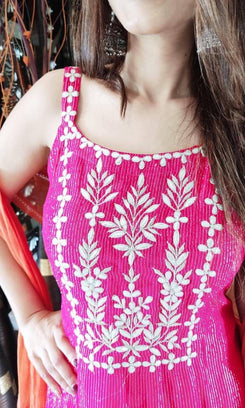 Pink Orange Sharara Set