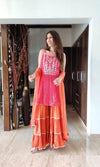 Pink Orange Sharara Set