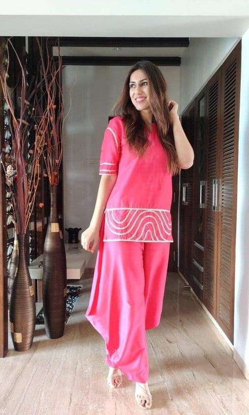 Pink Punjabi Pant Set