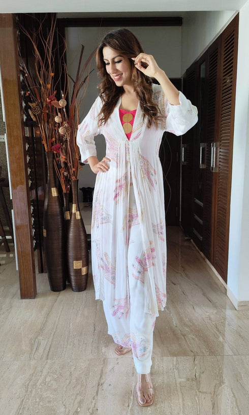 Pink White Handprint - Three Piece Coord Set