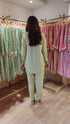 Pista Green Embellished Cutwork Coord Set - view 9