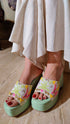Pistachio Green Hand Embroidered Wedges - dcmumbai