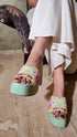 Pistachio Green Hand Embroidered Wedges - dcmumbai