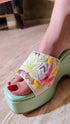 Pistachio Green Hand Embroidered Wedges - dcmumbai