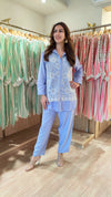Powder Blue Embellished Cutwork Coord Set - view 2