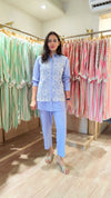 Powder Blue Embellished Cutwork Coord Set - view 3