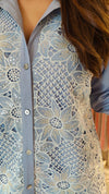 Powder Blue Embellished Cutwork Coord Set - view 7