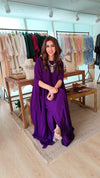 Purple Crepe Draped One-Piece Dress - view 2