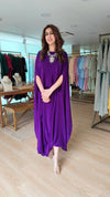 Purple Crepe Draped One-Piece Dress - view 4