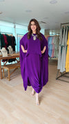 Purple Crepe Draped One-Piece Dress - view 5