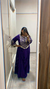 Purple Drape Skirt Set with Embroidered High-Low Top - view 16