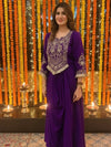 Purple Drape Skirt Set with Embroidered High-Low Top - view 19